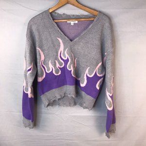 wild honey flame distressed crop sweater
